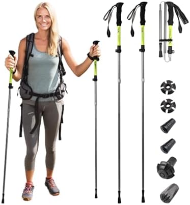 Trekking Poles Collapsible 2 Pack, 7075 Aluminum Alloy Hiking Poles, Adjustable 45″-53″ with Anti-Shock EVA Grips, 3-Section, 260lbs Ultralight Trekking Sticks for Snow Ice Rock Walking Trekking Poles Collapsible 2 Pack, 7075 Aluminum Alloy Hiking Poles, Adjustable 45″-53″ with Anti-Shock EVA Grips, 3-Section, 260lbs Ultralight Trekking Sticks for Snow Ice Rock Walking