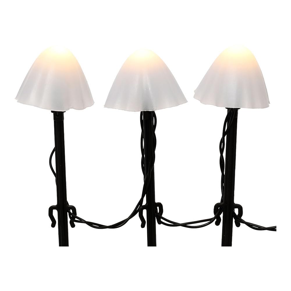 Lumineo Set of 20 White Mushroom Stake Lights Mini Christmas LED Pathway Pot Lights Warm White LEDs 8 Function Twinkle Effect