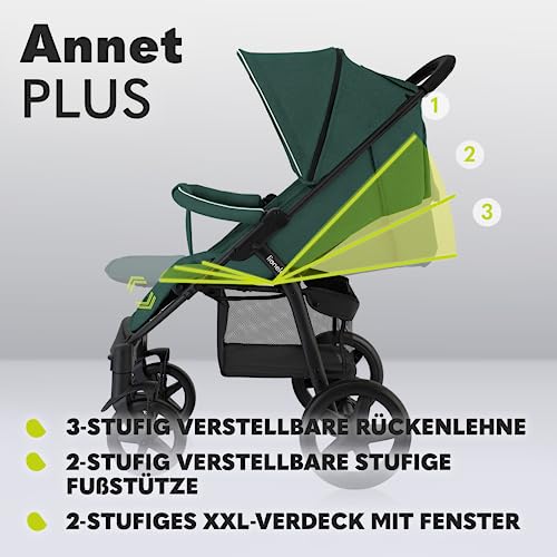 LIONELO Annet Buggy bis 22 kg mit Liegefunktion, Kinderwagen klein zusammenklappbar mit Zubehör, Eva-Schaum-Räder, Moskitonetz, Fußdecke Getränkehalter, Korb