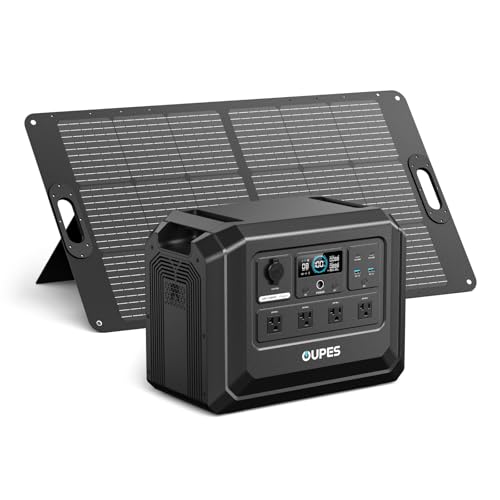 OUPES 2000W Solar Generator Mega 1 Lite with 100W Solar Panel, 1024Wh LiFePO4 Portable Power Station, 0-100% AC Charge in 46 Mins, 140W PD, Solar Kit for Outdoor Camping, Hiking, Tailgating, Emergency