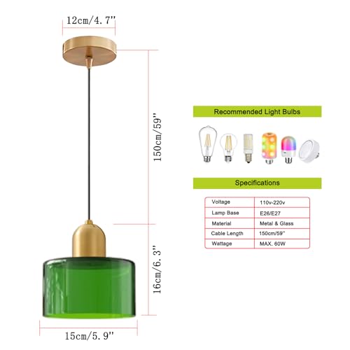 Suspension en verre vert transparent pour ambiance de chambre cocon - 6
