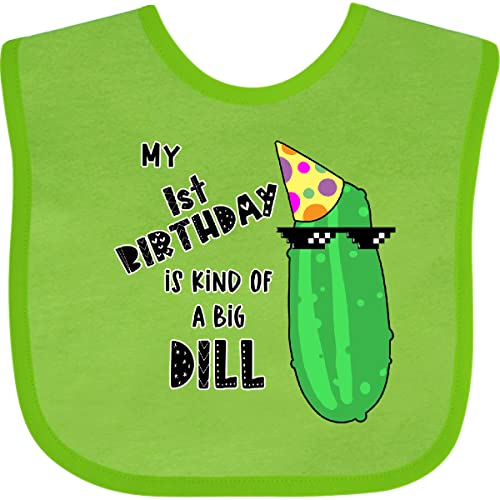 inktastic My 1st Birthday Is Kind Of a Big Dill Pickle in Sunglasses Baby Bib