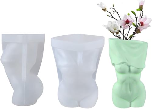 Molde de silicona para jarrón de resina de arcilla polimoral, único con forma de cuerpo, molde de maceta de resina epoxi para hacer flores, soporte