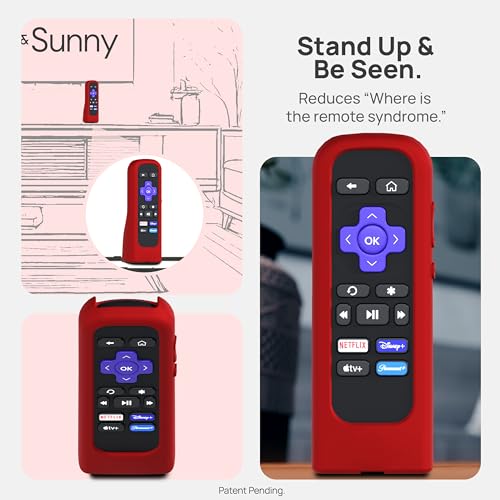 Image of GripStand by 73&Sunny Silicone Remote Cover for Roku Voice, Stand Up Design, Enhanced Grip, Compatible with TV Streaming Stick Plus 2025 4K /HD /HDR, Fits AirTag & Tile Mate, Fiery Red