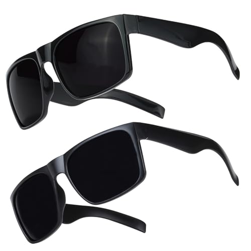 2 Pack Super Dark Polarized Black Lens Oversized Sunglasses Men XL Big Large Shades Migraine Sensitive Eyes - Main Image