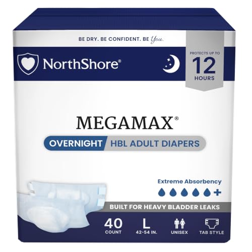 Best Incontinence Underwear for Overnight: 9 Comfortable, Discreet Picks for Restful Sleep 11 NorthShore MegaMax HBL Adult Diapers with Tabs, White, Large, 40 Count