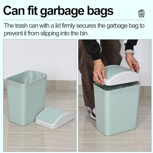 Caneca de basura plástica compacta 15 L con tapa basculante verde miniatura 4