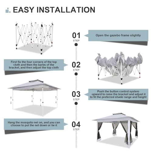 Image of COBIZI 12x12 Pop up Gazebo On Clearance with Mosquito Netting,Waterproof Roof & Sandbags,Outdoor Canopy Tent with 4 Ropes,8 Stakes,Carrying Bag,Patio Portable Gazebo for Garden,Backyard,Lawn,Darkgrey
