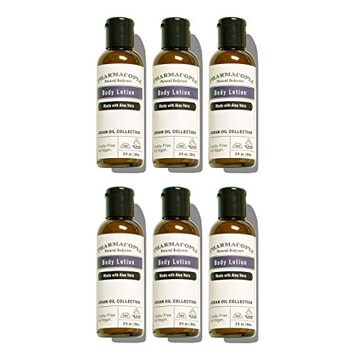 Pharmacopia Argan Body Lotion – Moisturizing Aromatherapy Body Cream with Natural & Organic Ingredients – Vegan, Cruelty Free, Aromatic Body Moisturizer, 2 oz, Pack of 6