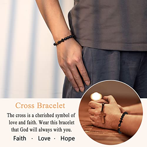 Alternative view of ORISPRE To Mens Gifts Cross Bracelet for Son, Grandson, Dad, Husband, Godfather, Men - Birthday Graduation Retirement Christmas Christian Gift for Teens Men