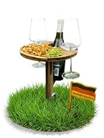 Decozy Life Steckbarer Weinhalter aus Massivholz - klappbarer Picknicktisch – Picknick & Camping Geschenke | Strand Gadget, Garten Gadget & Wein Zubehör | Originelles Camper Geschenk für Weinliebhaber