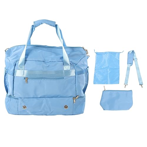 Bolsa de Gimnasio Deportiva para Mujer con Puerto de Carga USB, Bolsa de Viaje de Entrenamiento de Gran Capacidad, múltiples Bolsillos para Fitness Yoga, Tela de poliéster (Azul Claro)