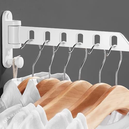 Ubric Wandmontierter Kleiderbügel, 180 ° drehbarer faltbarer Wand-Kleiderbügel, Haken mit Schraube für Wäsche, Bad, Hauswirtschaftsraum, Schlafzimmer (Weiß)