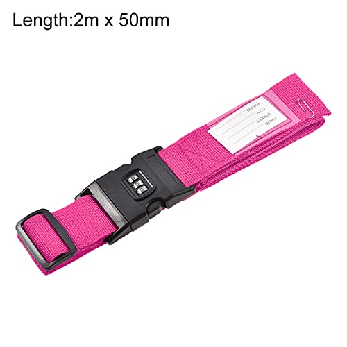 Sangle de bagage réglable fuchsia uxcell avec fermeture à code de sécurité pour valise - 4