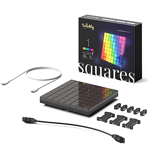 Image of Twinkly Squares Master Panel, RGB LED Panel, Including 1 Main Panel and USB-C Power Supply, Compatible with HomeKit, Alexa and Google Home, Gaming Lights and Streaming, 16M+ Colors