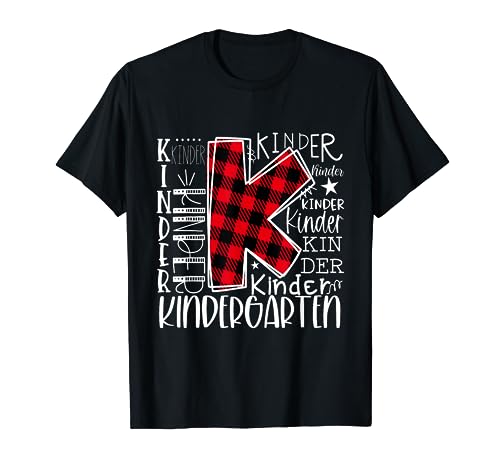 Regreso a la escuela Kindergarten Letra K Chekered Camiseta
