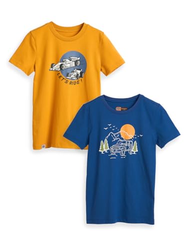 Image of Amazon Brand - Symbol Boys 100% Cotton Graphic Printed Half Sleeves T-Shirt | Age 6-14 Years