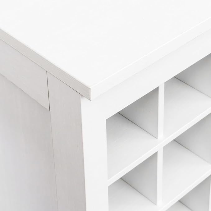 Estante de Vino de Piso para 32 Botellas, Blanco, Madera miniatura 7