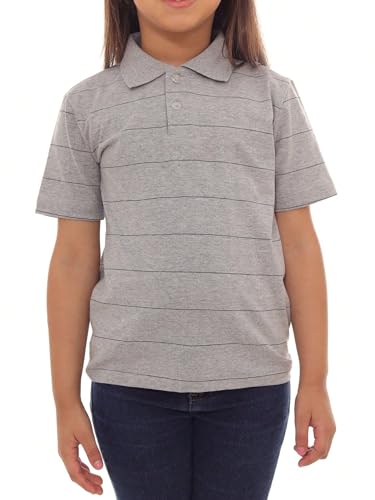 1 Camisa Polo Feminina Antonella- Camisa Polo Feminina Listrada Infantil Cinza Tamanho:P