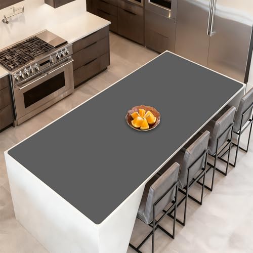 Image of 84''x24'' Extra Large Silicone Mat for Kitchen Counter, Heat Resistant Countertop Protector, Non-Slip Waterproof Kitchen Island Mat, Easy to Clean, Dark Gray