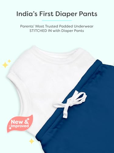 Image of superbottoms Diaper Pants | Cotton Baby Cotton Pants with Attached Padded Underwear | Ideal for Diaper-Free Time, Outings & Potty Training | Unisex | Soft Fit