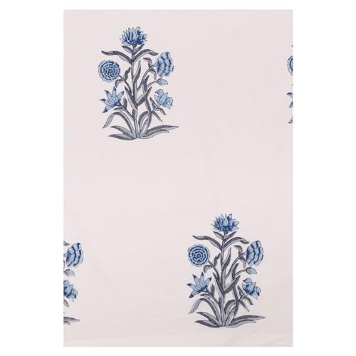 Image of Aabi Premium Hand Block Printed Bedsheet | Bed Spread Flatsheet Bed Sheet | Pure Cotton | Double Bed Queen Size 90 inchx108 inch | 300 TC Long Staple Cotton | 2 Pillow Covers | Floral Print