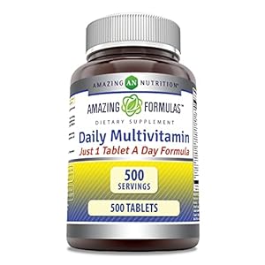 Amazing Formulas Daily Multivitamin 500 Tablets Supplement | Just 1 Tablets A Day | Non-GMO | Gluten Free | Made in USA