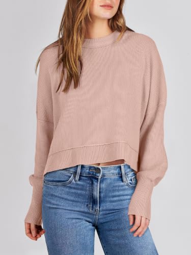 Image of ANRABESS Cropped Sweaters for Women Long Sleeve Oversized Fall Outfits