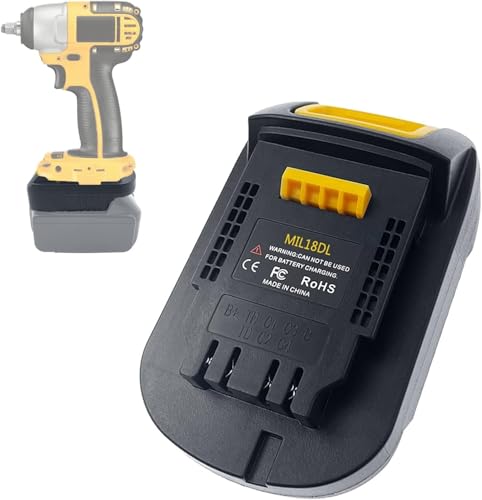 for Milwaukee 18V Battery Adapter Use for Dewalt 20V Power Tools MIL18DL Converter for Dewalt Tool to for Milwaukee M18 18V Battery Replace for DCB200 (Adapter Only)
