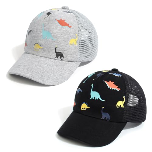 Duoyeree Toddler Baseball Cap Baby Cap Sun hat Print Dinosaur Pattern and Solid Color hat Kids boy Girl Age 0-8t