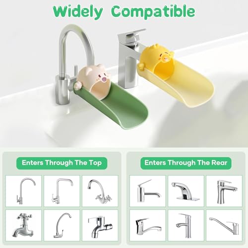 Image of 2 Pack Faucet Extender for Toddlers, Kids Sink Extender for Bathroom, Kitchen, EASICUTI Food Grade Silicone Faucet Extension, Baby Hand Washing Water Spout Extender Fits Standard, Gooseneck Faucet