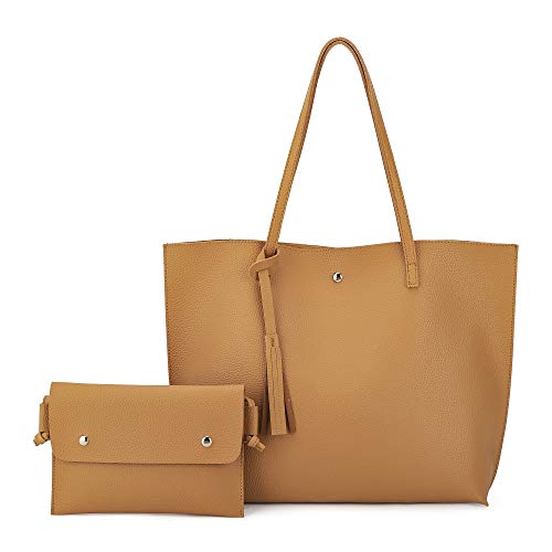 K.EYRE Women's Faux Leather Tote Shoulder Purses Bag for women, Big Capacity Tassel Handbag