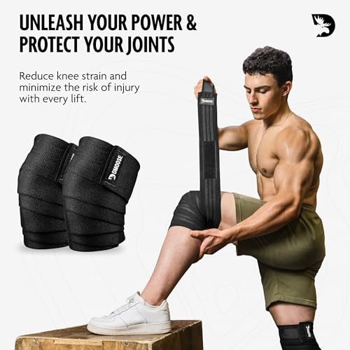 DMoose Fitness Knee Wraps for Weightlifting (Pair) - USPA Approved 78" Cotton Straps for Powerlifting, Leg Press, Squats & Joint Stability - Reinforced Stitching Knee Wrap Support for Men & Women - Image 4