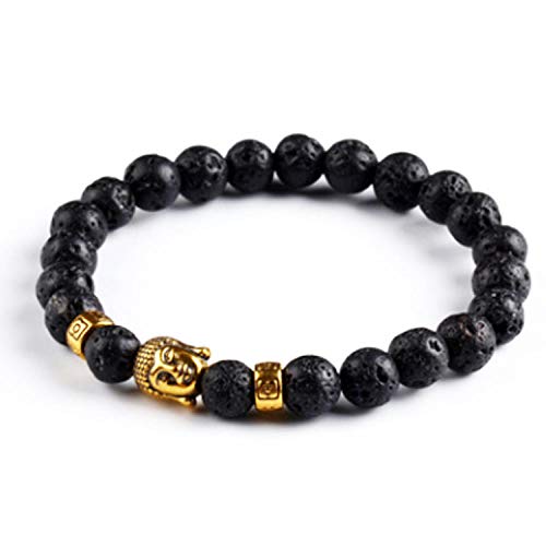 Bracelet en pierre naturelle de lave perlé pour hommes et femmes mixtes