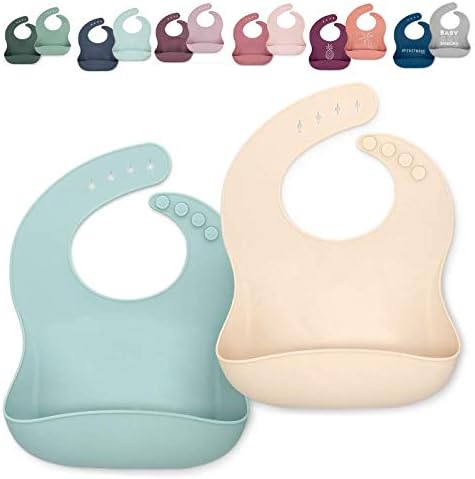 AVA + OLIVER Silicone Bib Set - Adjustable Waterproof Bibs - Set of 2
