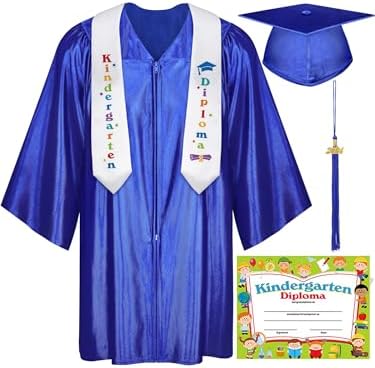 Shiny Kindergarten & Preschool Graduation Gown Cap Tassel and Stole Set ...