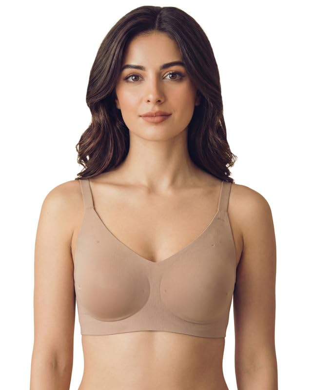 Image of Tweens Cotton Padded Bonded Bra for Women | Full Coverage Wire-Free Bra | Seamless No-Dig Comfort | Breathable Cotton | Elastic-Free Bottom Band & Side Wings | Pack of 1|