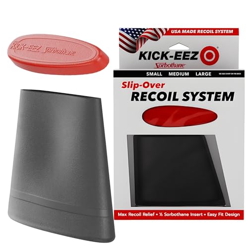 KICK-EEZ Slip On Recoil Pad for Shotgun & Rifles | Up to 94% Recoil Reduction | Sorbothane Insert & Adjustable Length of Pull | Anti-Slip Rubber Buttstock Pad | Shotgun Accessories