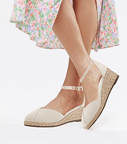 Image of Juliet Holy Womens Espadrilles Sandals Closed Toe Platform Ankle Strap Casual Summer Wedges
