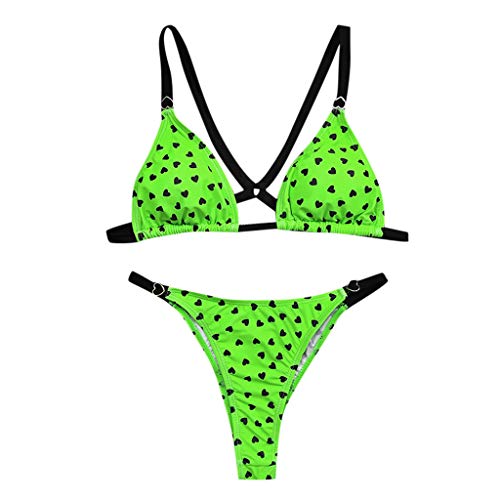 ?COOlCCI?2020 Fluorescent Bikini for Women, Tie Side Bottom Triangle Bikini Swimsuits Two Pieces Bathing Suit
