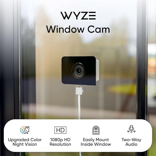 Image of WYZE Window Camera 2 Pack, WiFi Indoor HD Home Security Camera, Upgraded Color Night Vision, Anti-Glare, AI-Powered Motion Detection, Easy & Quick Setup, 24 /7 Recording