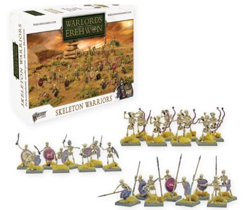 Warlord Games 28mm Plastic Undead Skeleton Warriors - Fantasy Wargaming/Tabletop Miniatures, White and Black, Small