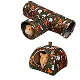 Guinea Pig Toys & 3-Tunnel Set, Pig House & Tunnel Set, Cuddly House & Toy Guinea Pig Bed Accessories for Rabbits, Guinea Pigs, Ferrets and Other Small Animals