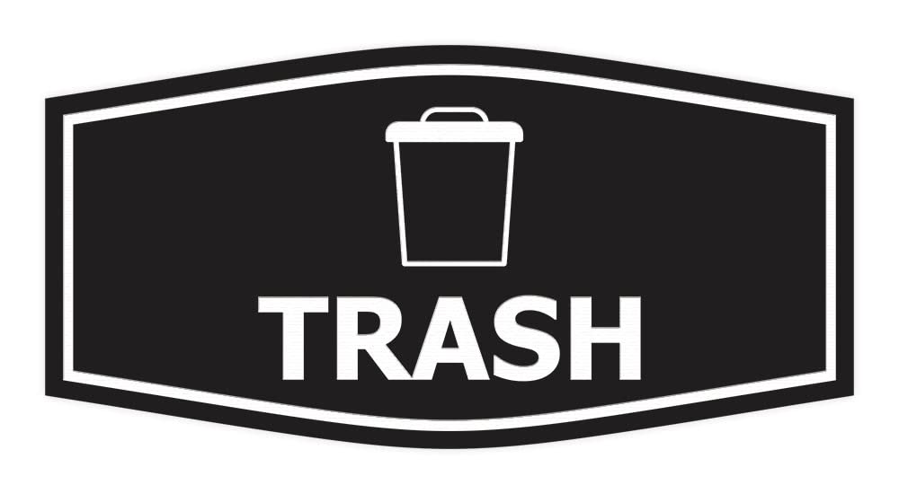 Fancy Trash Sign (Black) - Medium (1 Pack)