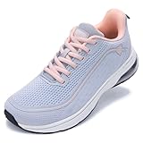 Autper Wide Toe Box Walking Sneakers Women Plantar Fasciitis Arch Support Running Tennis Comfortable Orthotic Shoes for Bunion Feet Pain Relief PinkGrey US9.5