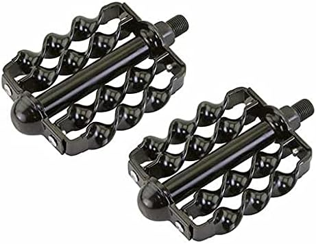 Black Double Flat Twisted Pedals 1/2" Bike Pedals. Bicycle Pedals for 1 Piece Crank.