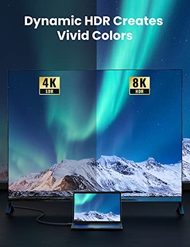 Ugreen Hdmi Cable 2.1 8K 6Ft Ultra High Speed Hdmi Cord Braided 48Gbps 4K@120Hz 8K@60Hz Support Dynamic Hdr Earc Dolby Atmos Hdcp Compatible With Ps5 Ps4 Xbox Roku Tv Hdtv Blu-Ray Projector #TOP3