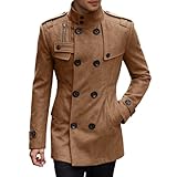 Design de base moderne styles Générique Manteau D\'Hiver Pour Homme Trench Coat Homme Manteau Long Et Chaud Me - Manteau D\'Affaires Trench Avec Coupe Longue Tenue D\'Affaires Croisé Revers Crantés Coupe Slim