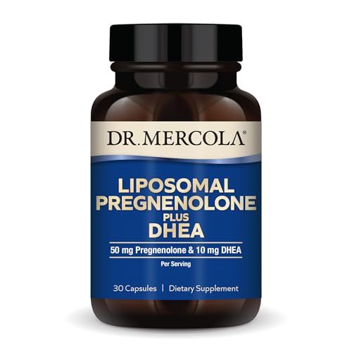 Dr. Mercola Liposomal Pregnenolone Plus DHEA, 30 Servings (30 Capsules), 50 mg Pregnenolone Per Serving, 10 mg DHEA Per Serving, Dietary Supplement, Non-GMO