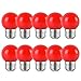Produktbild LED Bunte E27 Farbige Glühbirnen 2W = 20W Dekoratives Licht und Design 200 Lumens AC220V-240V Dekorationslampe in Klasse Golfball Form, rot- 10er Pack